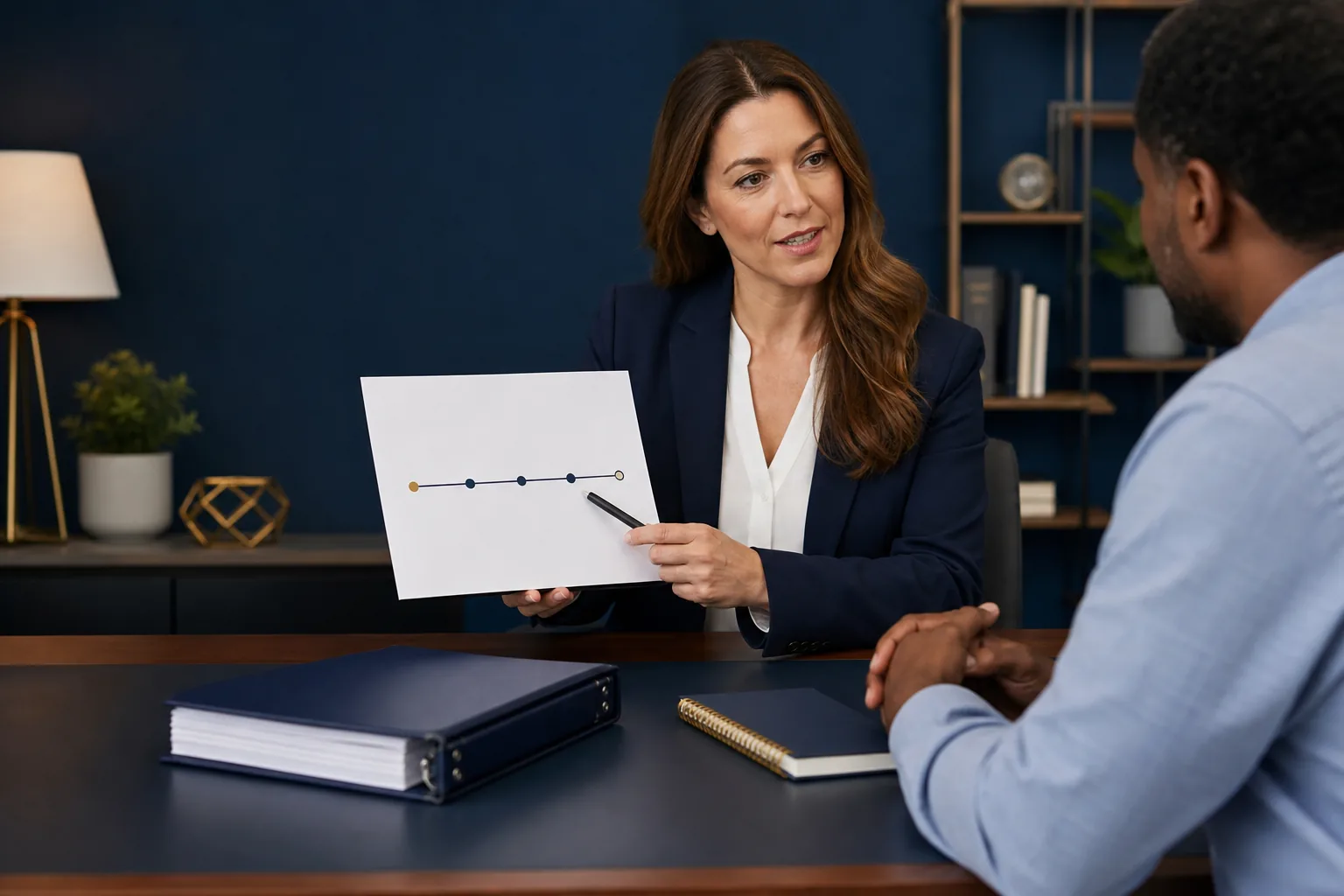 Advisor reviewing post-bankruptcy credit records with a client
