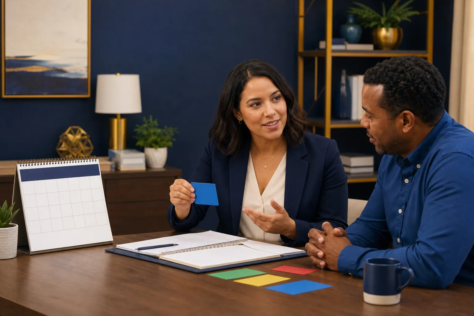 Credit educator explaining financial concepts to a client